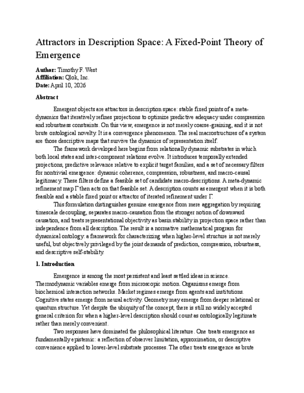 (PDF) Attractors in Description Space: A Fixed-Point Theory of Emergence