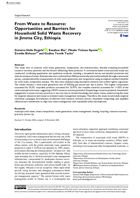 (PDF) From Waste to Resource: Opportunities and Barriers for Household ...