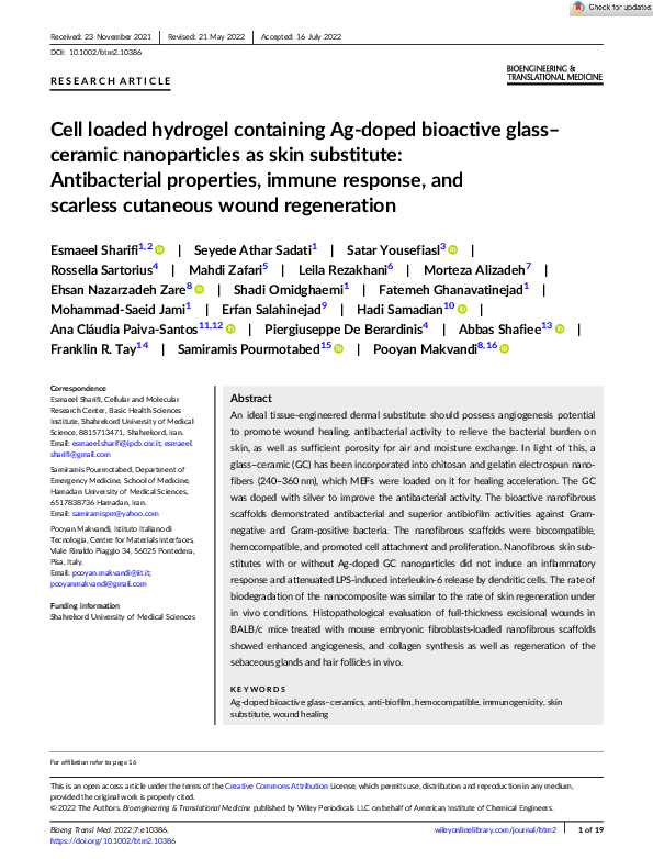 (PDF) Cell loaded hydrogel containing Ag-doped bioactive glassceramic ...