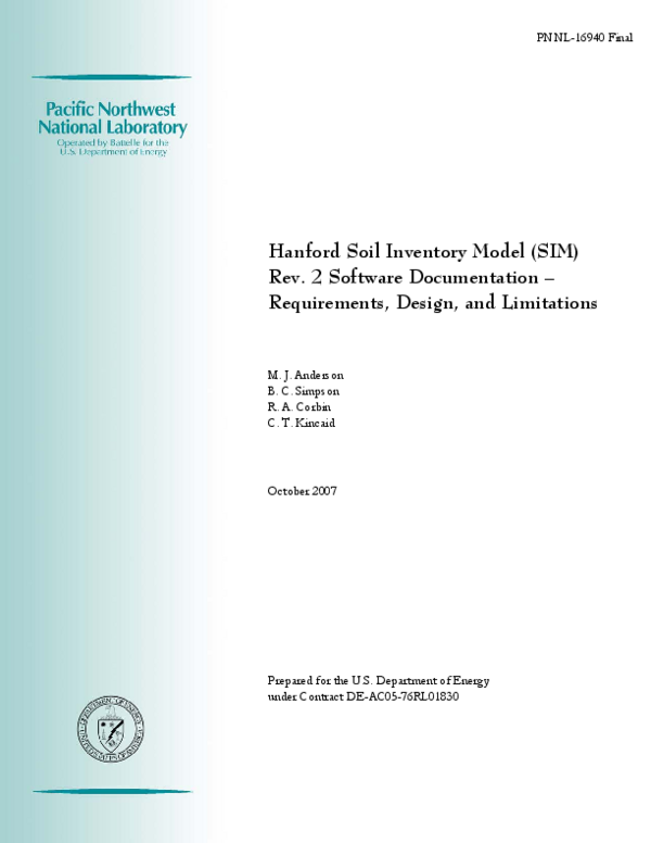 (PDF) Hanford Soil Inventory Model (SIM) Rev. 1 Software Documentation ...