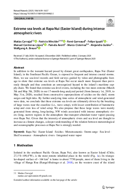 (PDF) Extreme sea levels at Rapa Nui (Easter Island) during intense ...