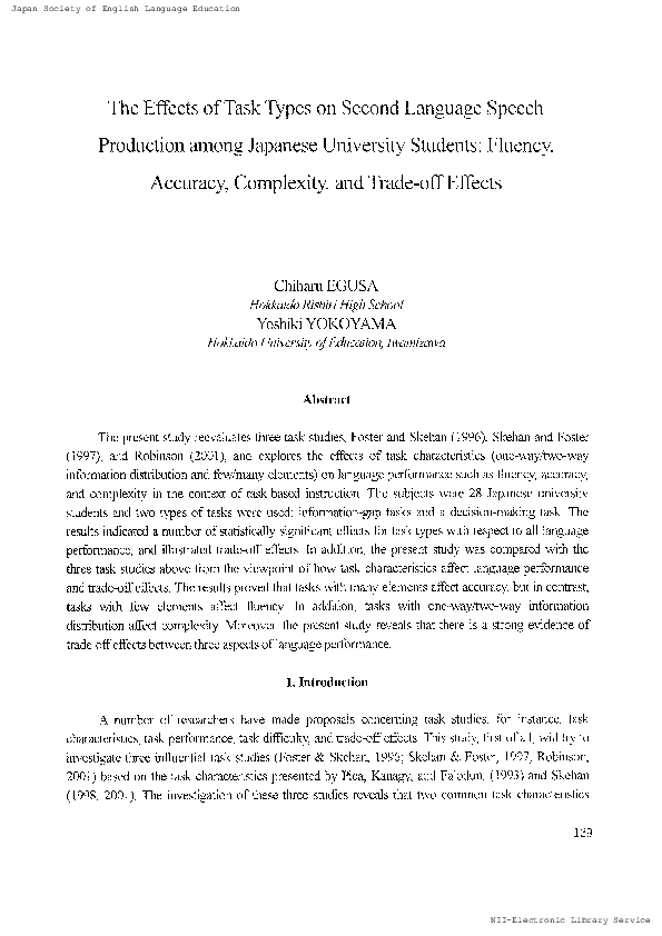 (PDF) The Effects of Task Types on Second Language Speech Production ...