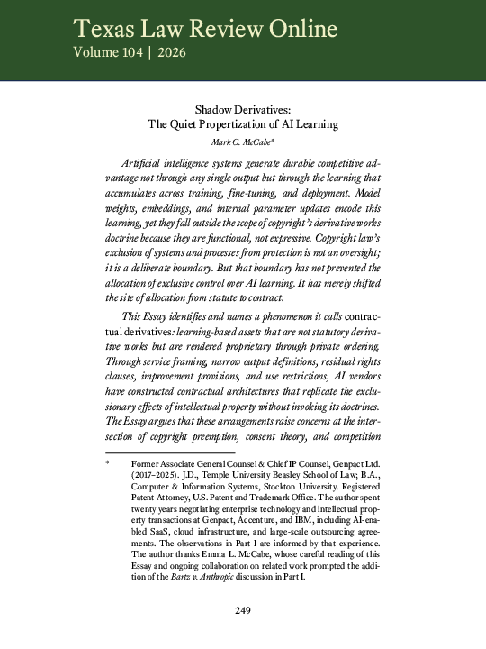 (PDF) Shadow Derivatives: The Quiet Propertization of AI Learning