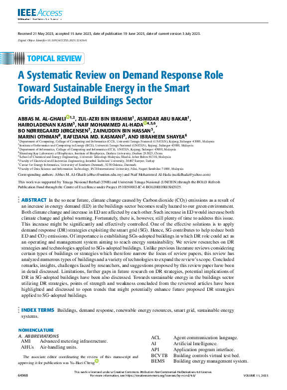 (PDF) A systematic review on demand response role towards sustainable ...