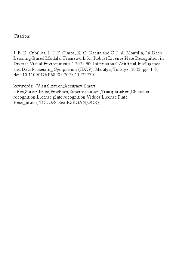 (PDF) A Deep Learning-Based Modular Framework for Robust License Plate ...