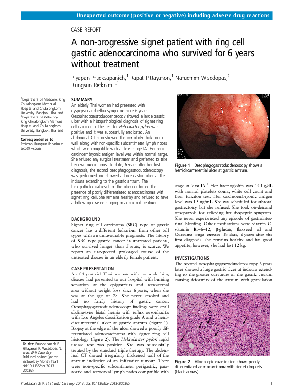 (PDF) A non-progressive signet patient with ring cell gastric ...