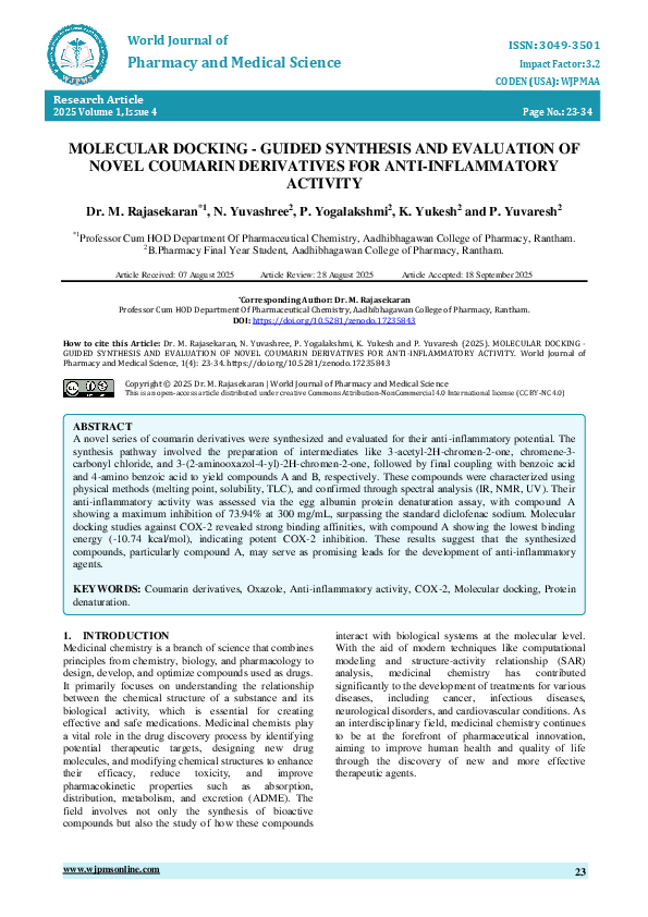 (PDF) MOLECULAR DOCKING -GUIDED SYNTHESIS AND EVALUATION OF NOVEL ...