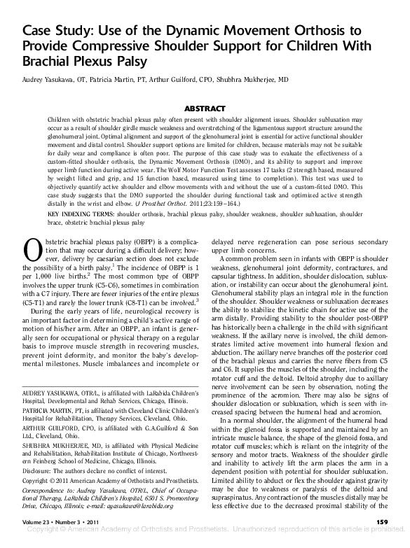 (PDF) Case Study: Use of the Dynamic Movement Orthosis to Provide ...