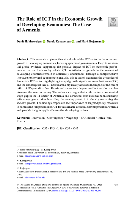 (PDF) The Role of ICT in the Economic Growth of Developing Economies ...