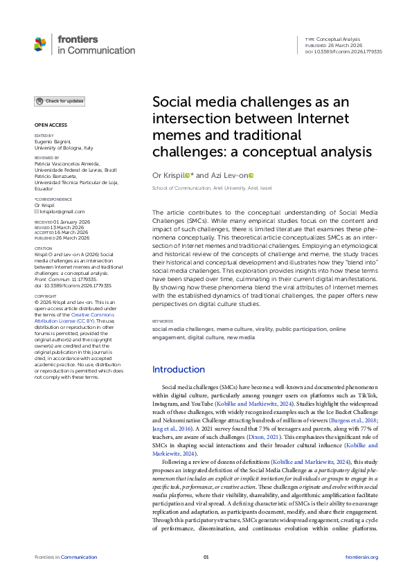 (PDF) Social media challenges as an intersection between Internet memes ...