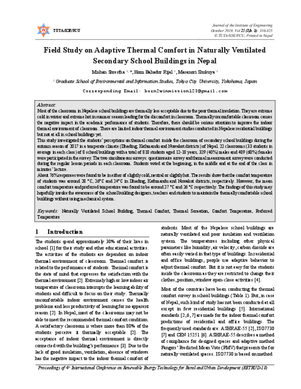 (PDF) Field Study on Adaptive Thermal Comfort in Naturally Ventilated ...