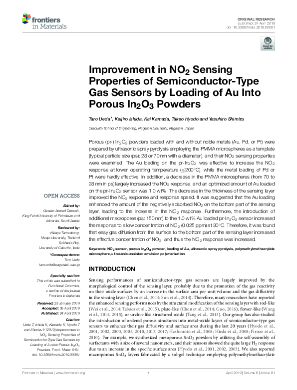 (PDF) Improvement in NO2 Sensing Properties of Semiconductor-Type Gas ...