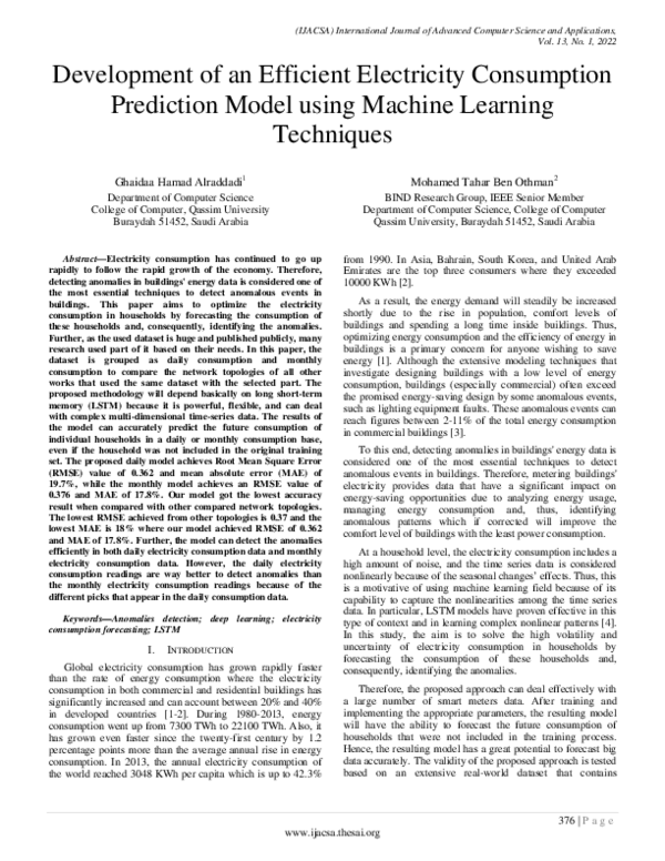 (PDF) Development of an Efficient Electricity Consumption Prediction ...