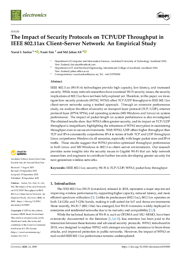 (PDF) The Impact of Security Protocols on TCP/UDP Throughput in IEEE ...