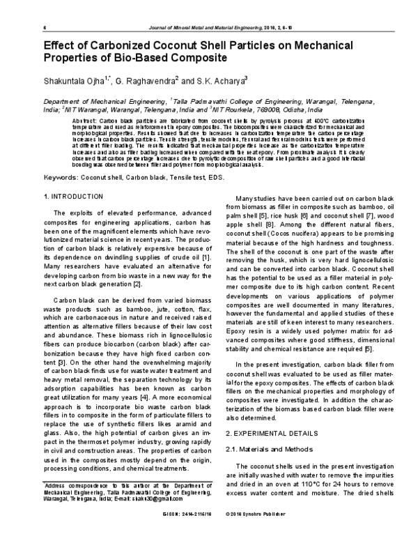(PDF) Effect of Carbonized Coconut Shell Particles on Mechanical ...
