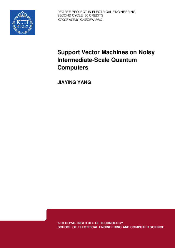(PDF) Support Vector Machines on Noisy Intermediate Scale Quantum Computers