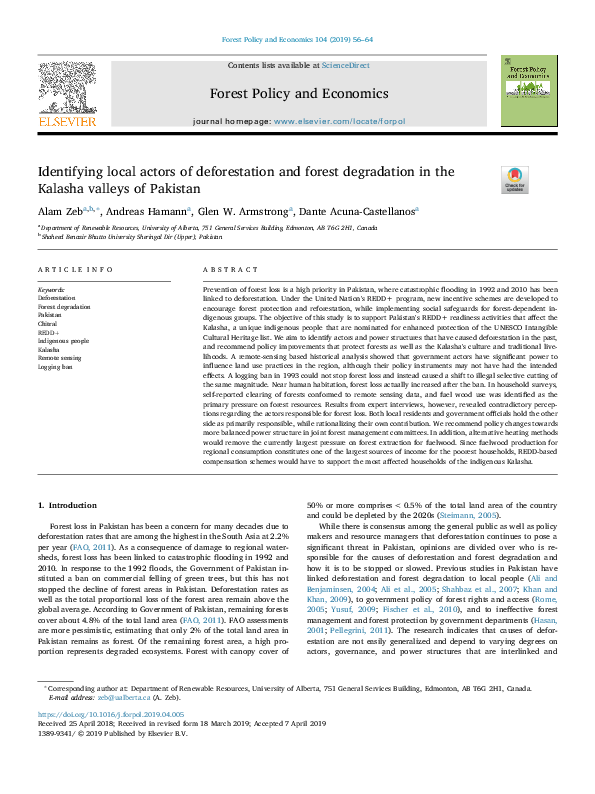 (PDF) Identifying local actors of deforestation and forest degradation ...
