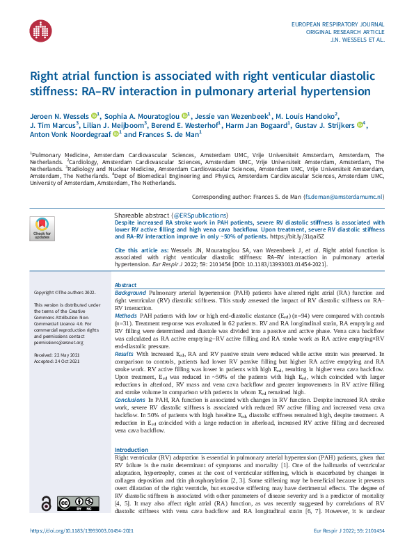 (PDF) Right atrial function is associated with right venticular ...