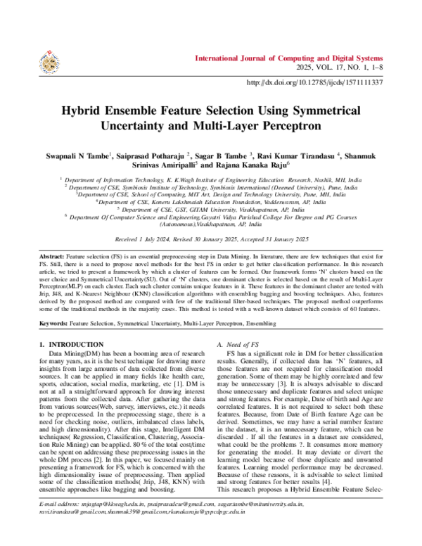 (PDF) Hybrid Ensemble Feature Selection Using Symmetrical Uncertainty ...