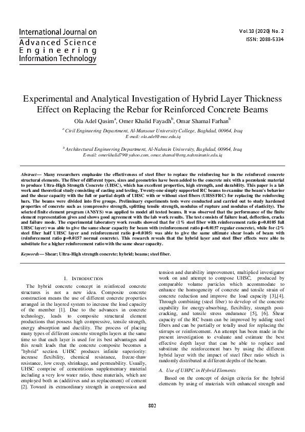 (PDF) Experimental and Analytical Investigation of Hybrid Layer ...