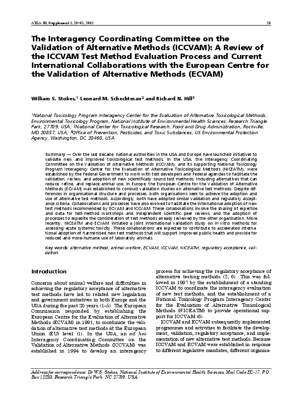 (PDF) The Interagency Coordinating Committee on the Validation of ...