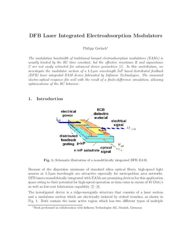 (PDF) DFB Laser Integrated Electroabsorption Modulators
