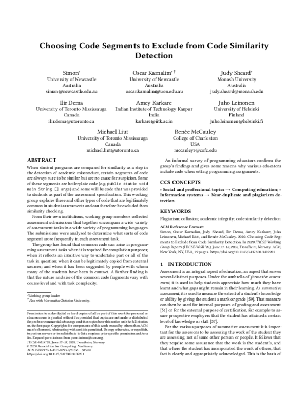 (PDF) Choosing Code Segments to Exclude from Code Similarity Detection