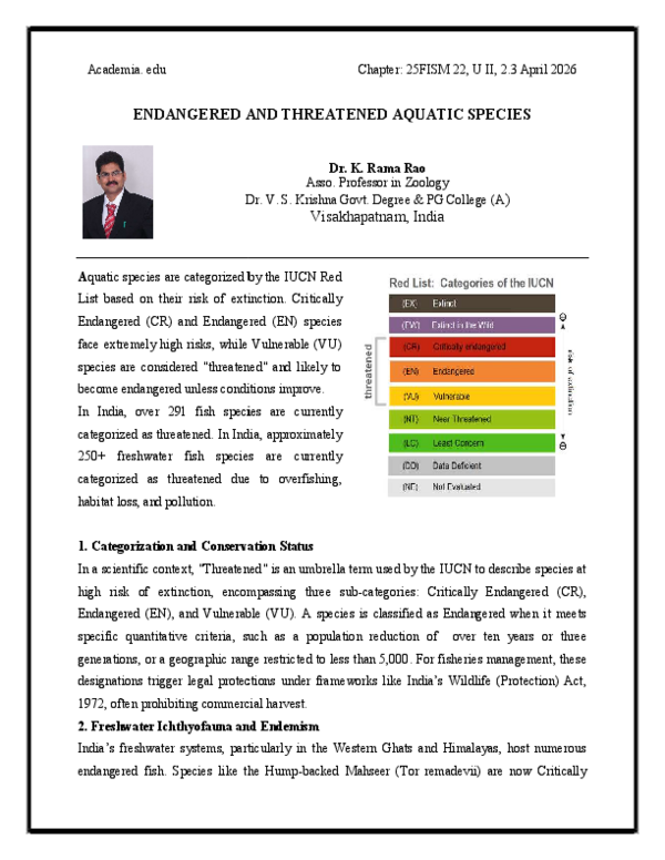 (PDF) ENDANGERED AND THREATENED AQUATIC SPECIES