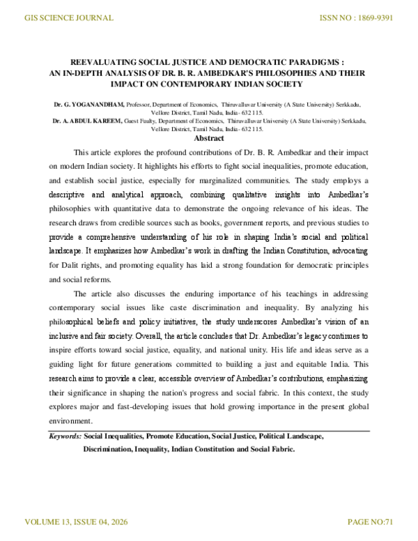 (PDF) REEVALUATING SOCIAL JUSTICE AND DEMOCRATIC PARADIGMS : AN IN ...