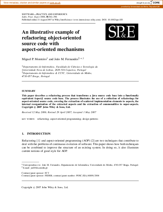 (PDF) An illustrative example of refactoring object-oriented source ...
