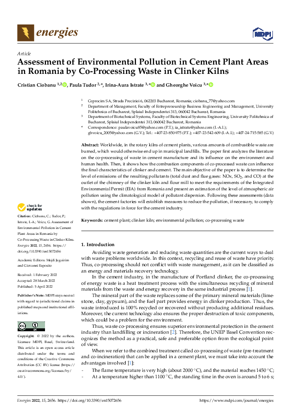 (PDF) Assessment of Environmental Pollution in Cement Plant Areas in ...