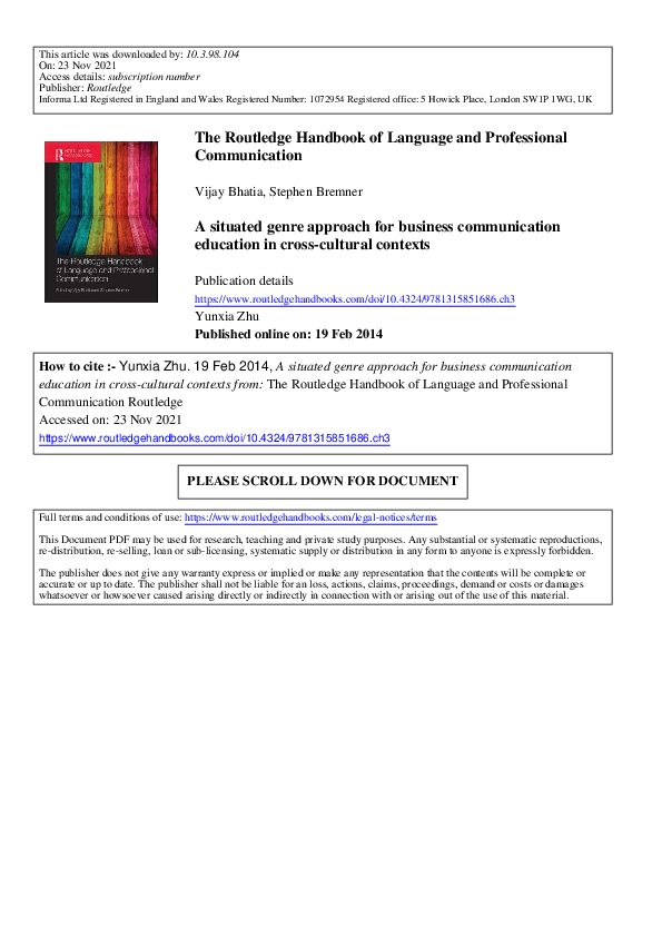 (PDF) The Routledge Handbook of Language and Professional Communication