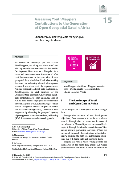 (PDF) Assessing YouthMappers Contributions to the Generation of Open ...