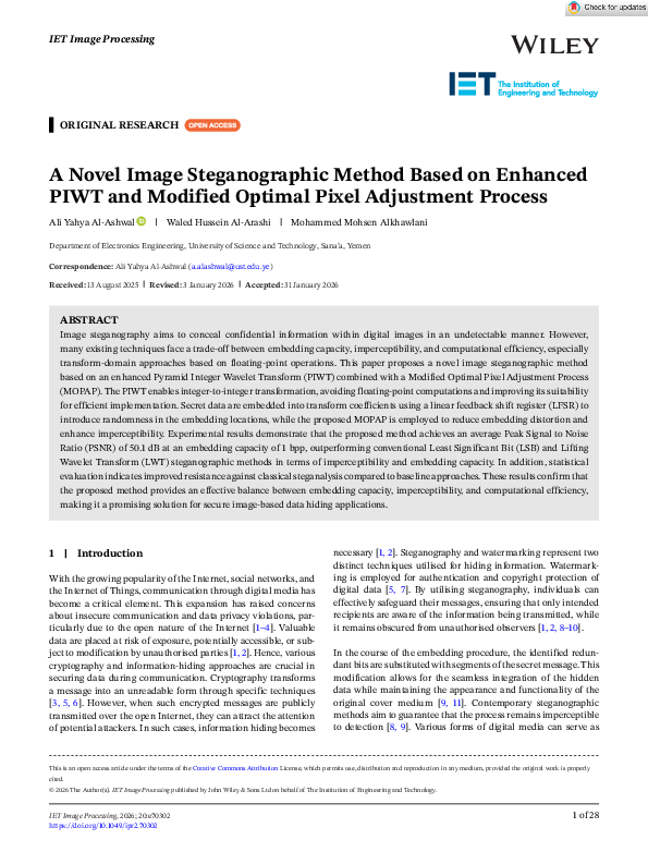 (PDF) A Novel Image Steganographic Method Based on Enhanced PIWT and ...