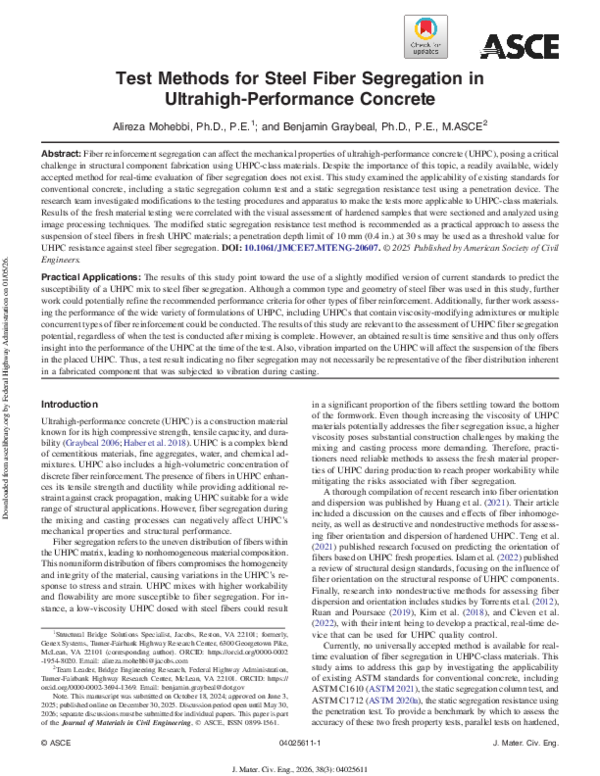 (PDF) Test Methods for Steel Fiber Segregation in Ultrahigh-Performance ...