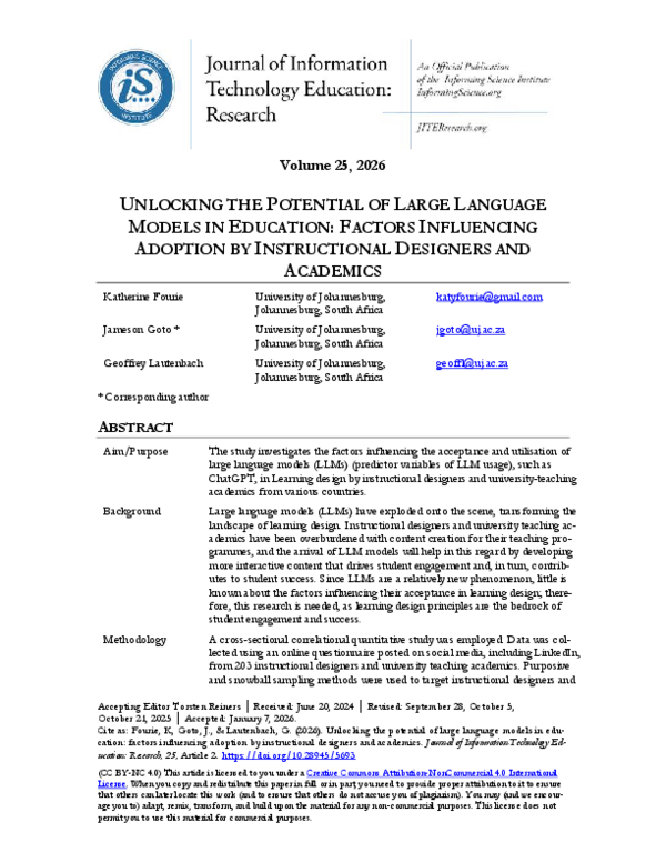 (PDF) UNLOCKING THE POTENTIAL OF LARGE LANGUAGE MODELS IN EDUCATION ...