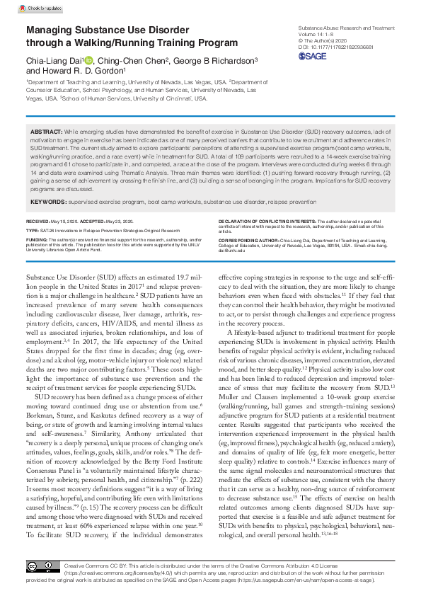 (PDF) Managing Substance Use Disorder through a Walking/Running ...