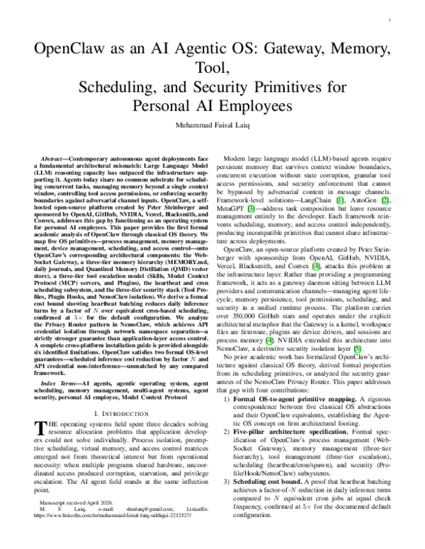 (PDF) OpenClaw as an AI Agentic OS: Personal AI Employee