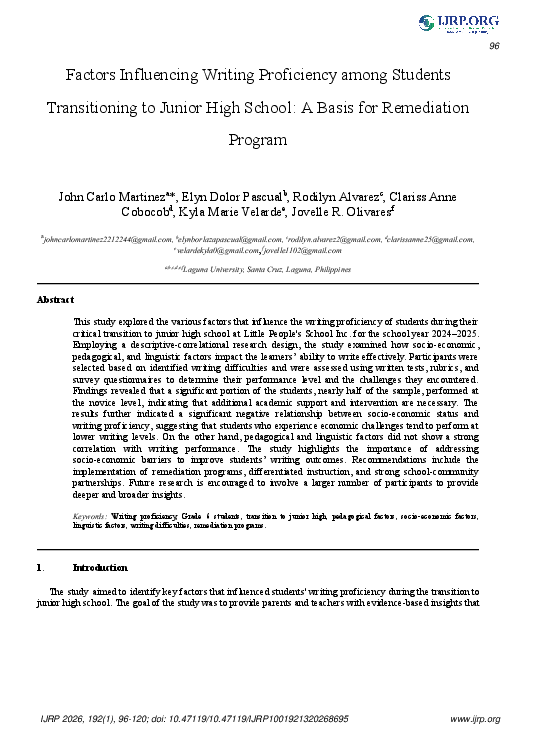 (PDF) Factors Influencing Writing Proficiency among Students ...