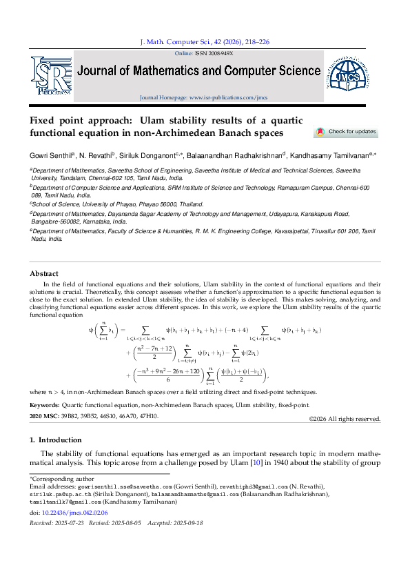 (PDF) Fixed point approach: Ulam stability results of a quartic ...