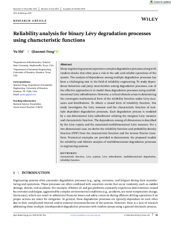 (PDF) Reliability analysis for binary Lévy degradation processes using ...