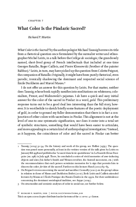 (PDF) What Color Is the Pindaric Sacred
