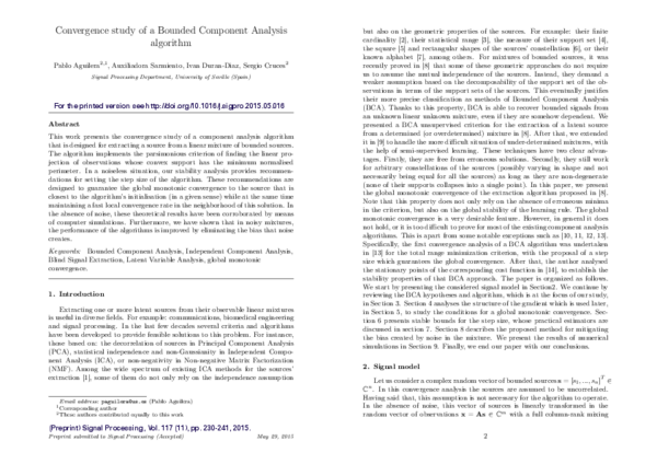 (PDF) Convergence study of a Bounded Component Analysis algorithm