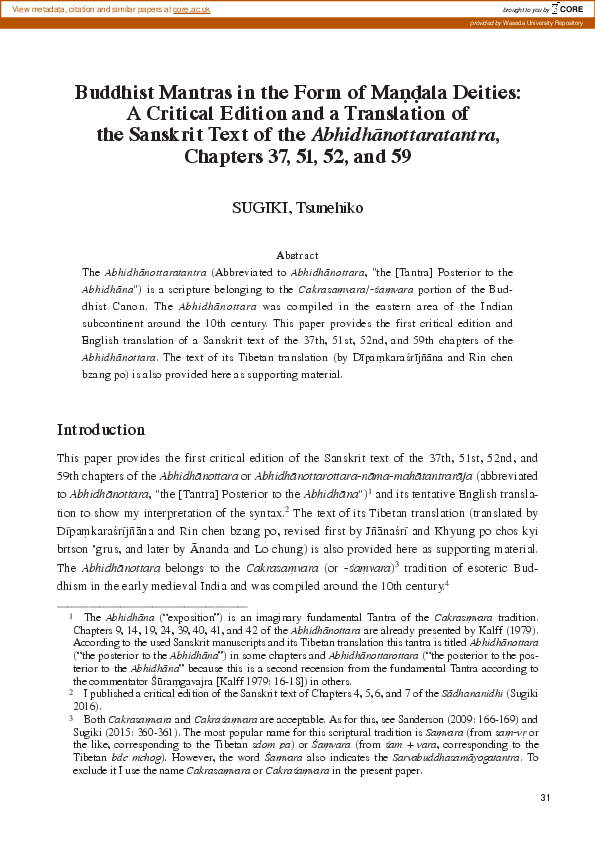 (PDF) Buddhist Mantras in the Form of Mandala Deities: A Critical ...