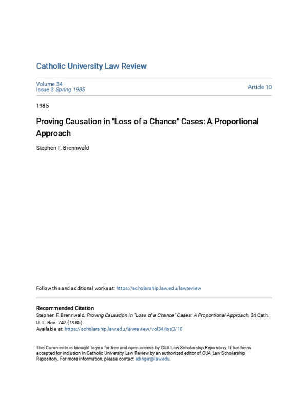 (PDF) Proving causation in 
