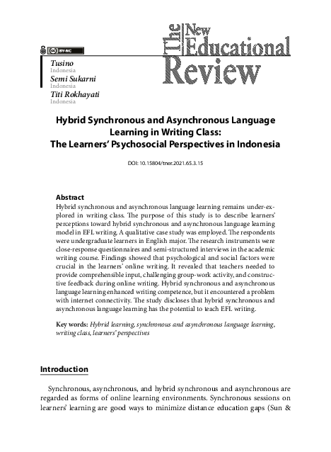 (PDF) Hybrid Synchronous and Asynchronous Language Learning in Writing ...