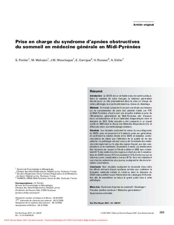 (PDF) Prise en charge du syndrome d’apnées obstructives du sommeil en ...