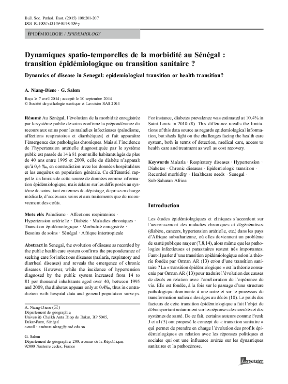 (PDF) Dynamiques spatio-temporelles de la morbidité au Sénégal ...