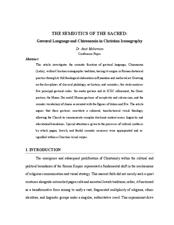 (PDF) THE SEMIOTICS OF THE SACRED: Gestural Language and Chironomia in ...