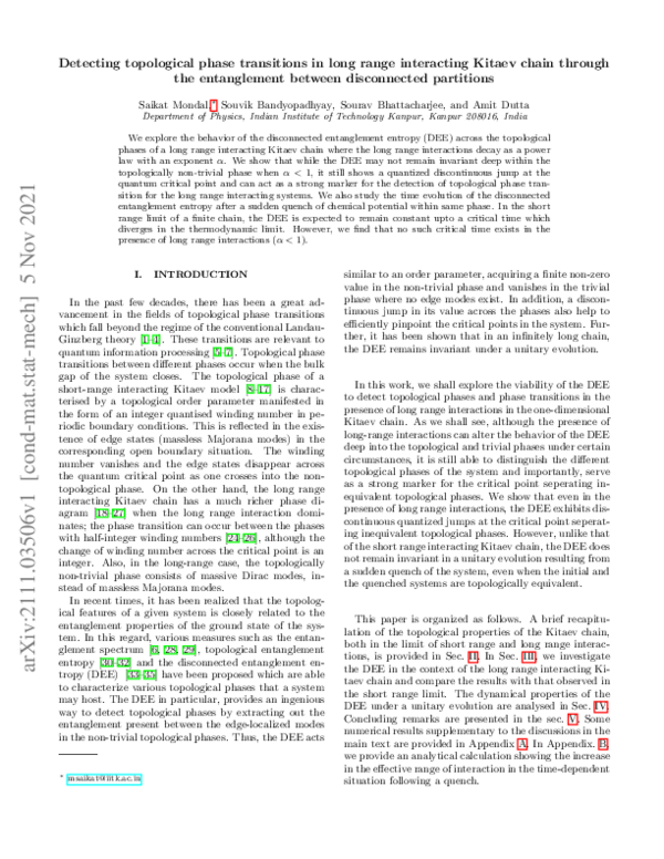 (PDF) Detecting topological phase transitions in long range interacting ...